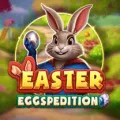 Aperçu du jeu Easter Eggspedition sur Viggoslots, affiché dans la grille des jeux avec un bouton démo central.